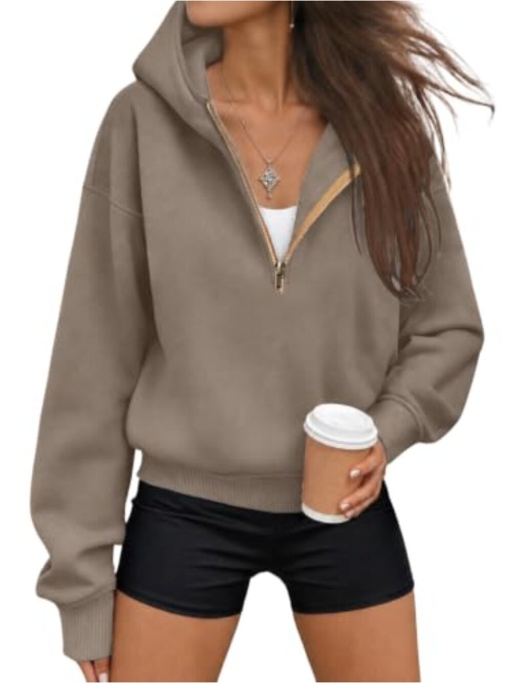 Women's Half Zip Cropped Hoodie Fleece Pullover Sweatshirt